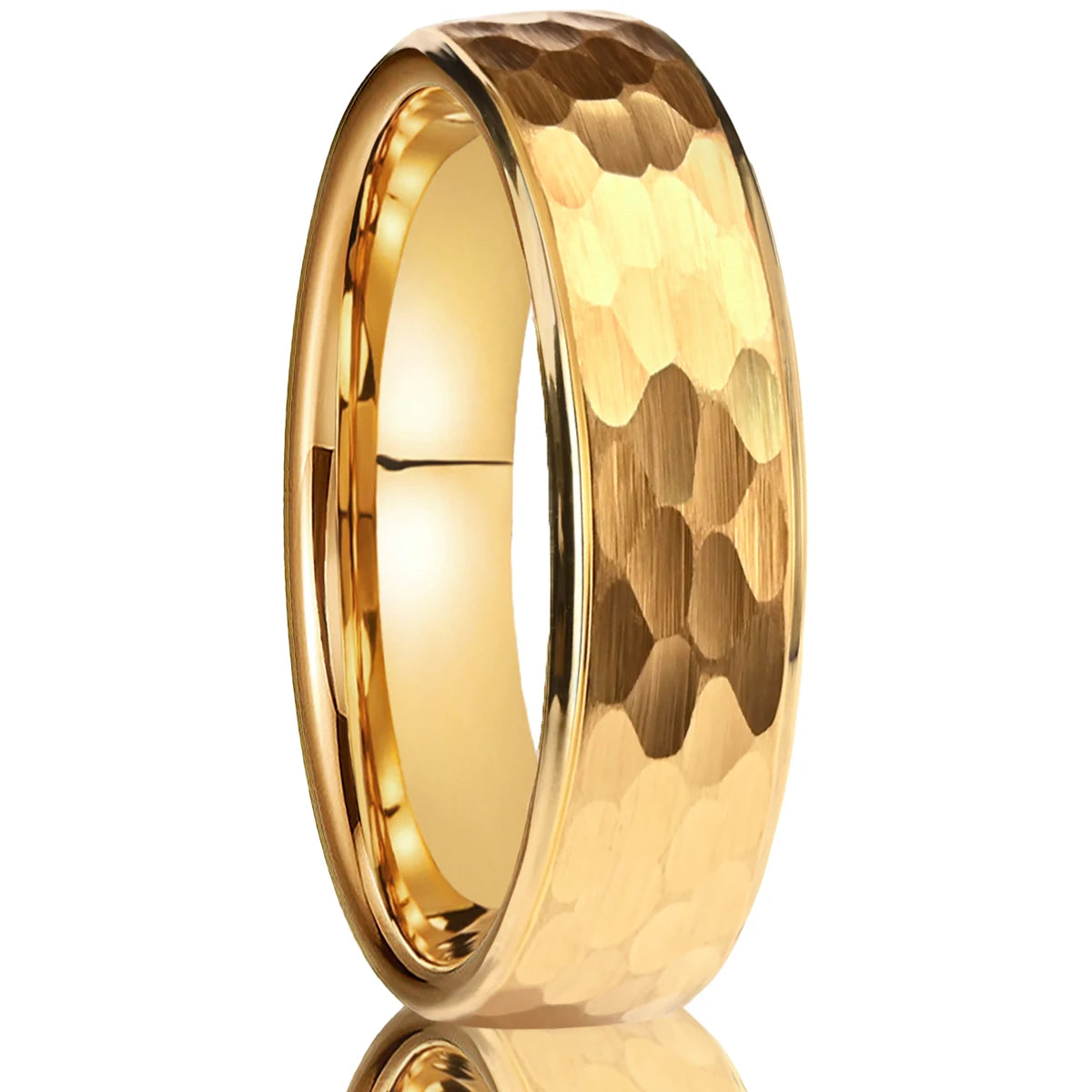 8MM/6MM Men's Golden/Black/Silver Tungsten Carbide Hammered Ring Fashion Jewelry Couple Wedding Bands US Size 6-13 Comfort Fit
