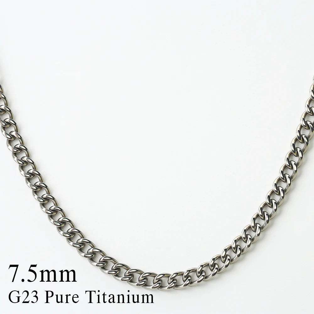 Pure Titanium Curb Chain Necklace for Men Women Hypoallergenic Light Weight Choker Fashion Jewelry