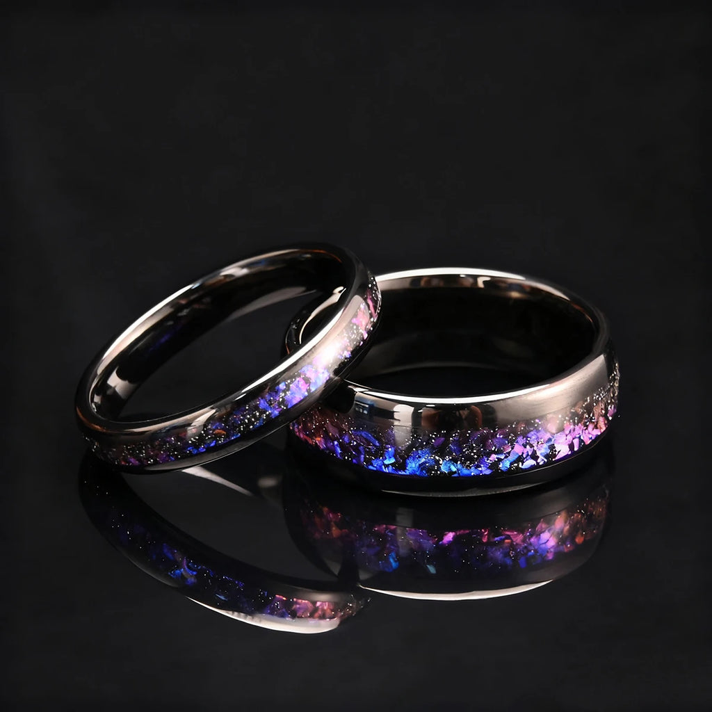 8MM/4MM Amethyst tungsten ring anillos bague homme pareja  compromiso fashion jewelry Men's wedding bands couple engagement ring