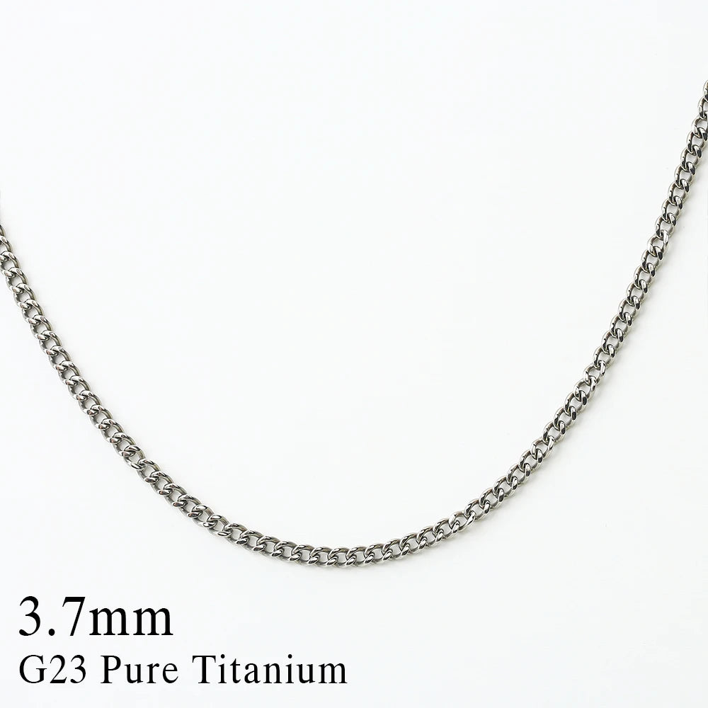 Pure Titanium Curb Chain Necklace for Men Women Hypoallergenic Light Weight Choker Fashion Jewelry