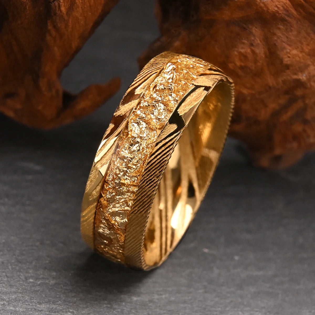 8MM Damascus ring for man anillos bague homme pareja de compromiso fashion jewelry wedding bands couple custom engagement rings