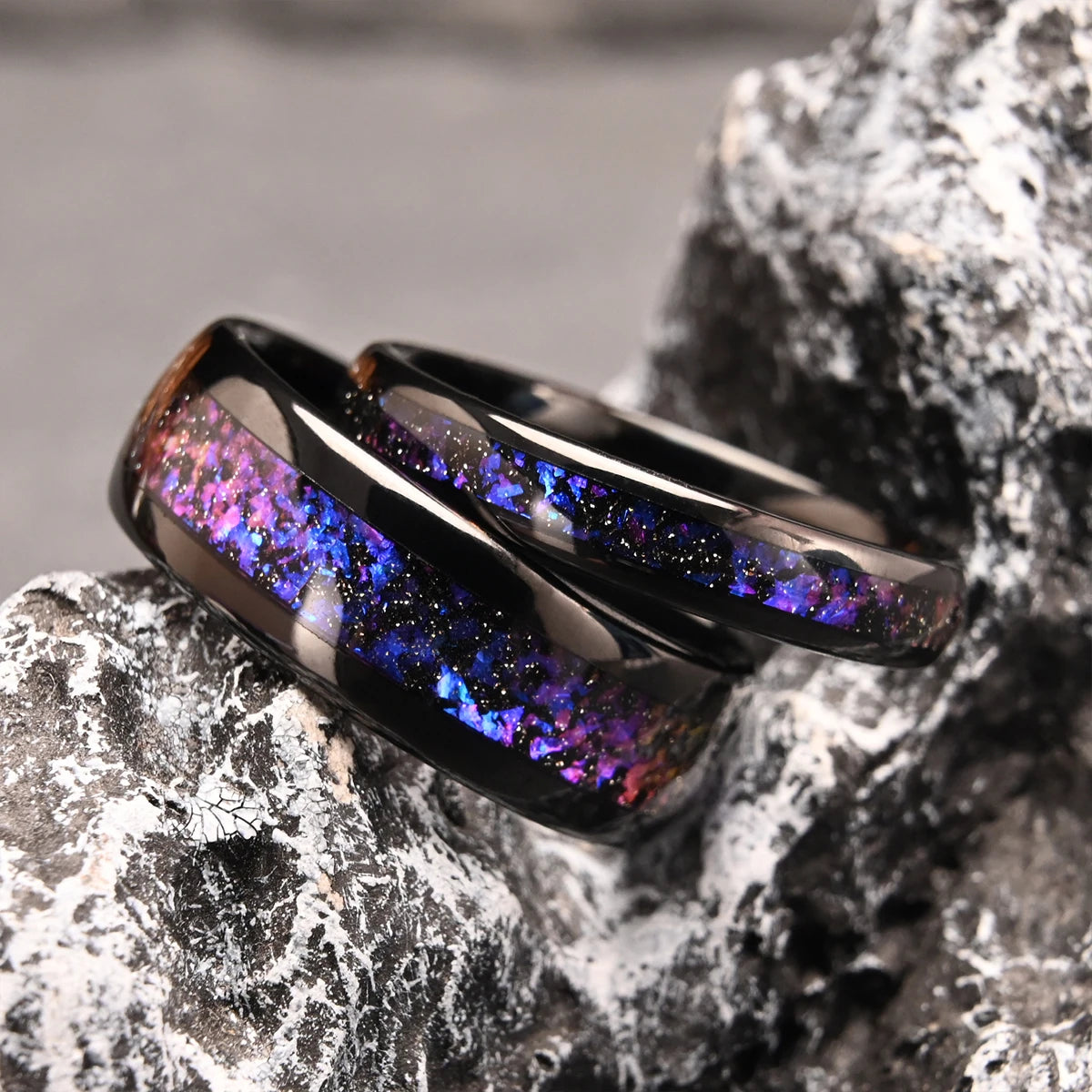 8MM/4MM Amethyst tungsten ring anillos bague homme pareja  compromiso fashion jewelry Men's wedding bands couple engagement ring