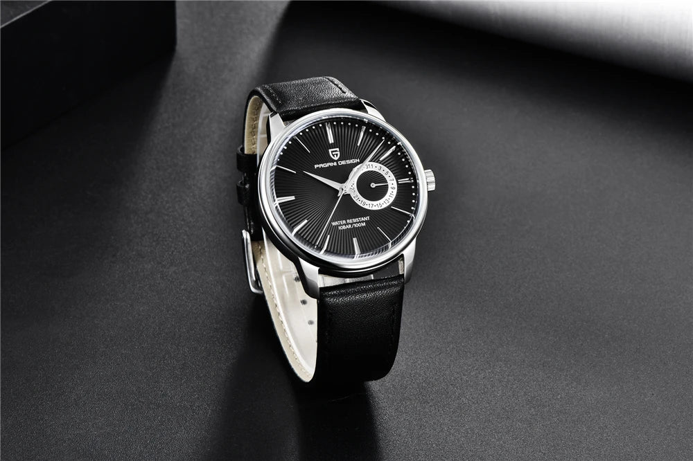 PAGNI DESIGN Mens Quartz Watches Mens Fashion Business Clock Waterproof Leather Sports Watch Men Luxury Brand Gold Wristwatches