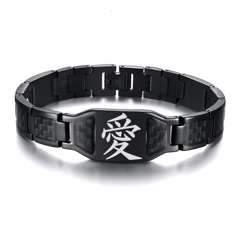 Vnox Personalize Mens Stylish Scorpion Cross Shield Images Chain Bracelets with Unique Carbon Fiber Custom Jewelry Gifts for Him