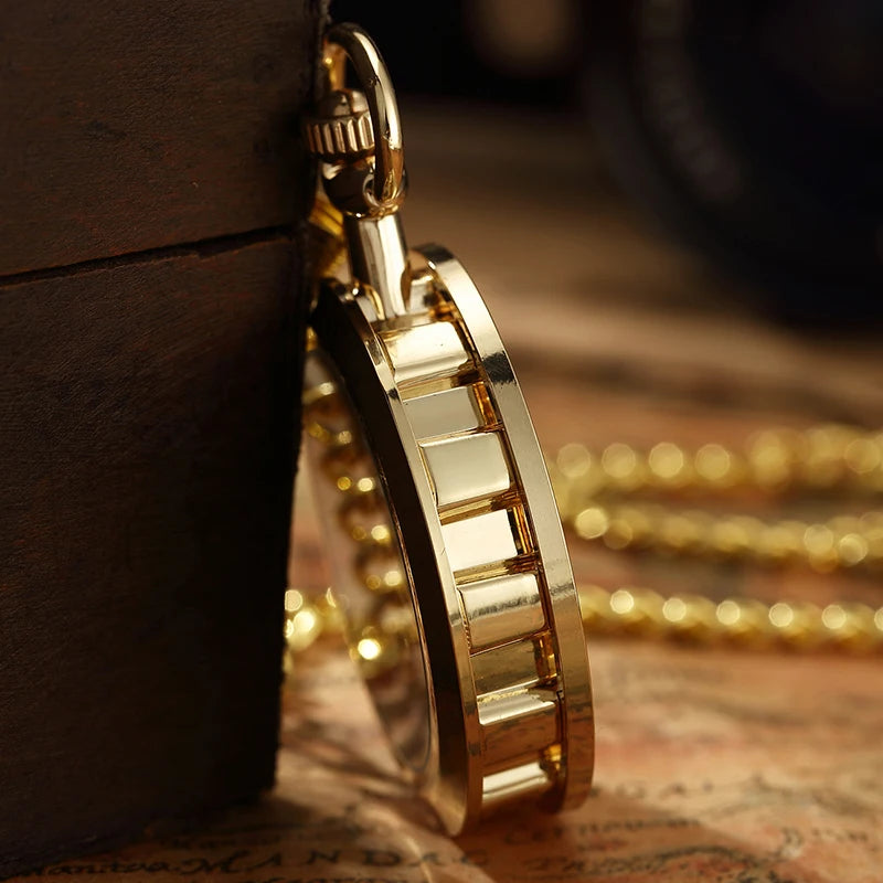 Vintage Watch Necklace Steampunk Skeleton Mechanical Fob Chain Pocket Watches Roman Number Clock Pendant Hand-winding Men Women