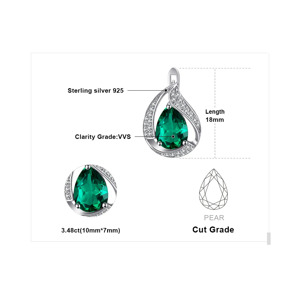 JewelryPalace Green Simulated Nano Emerald 925 Sterling Silver Hoop Clip Earrings for Women Jewelry