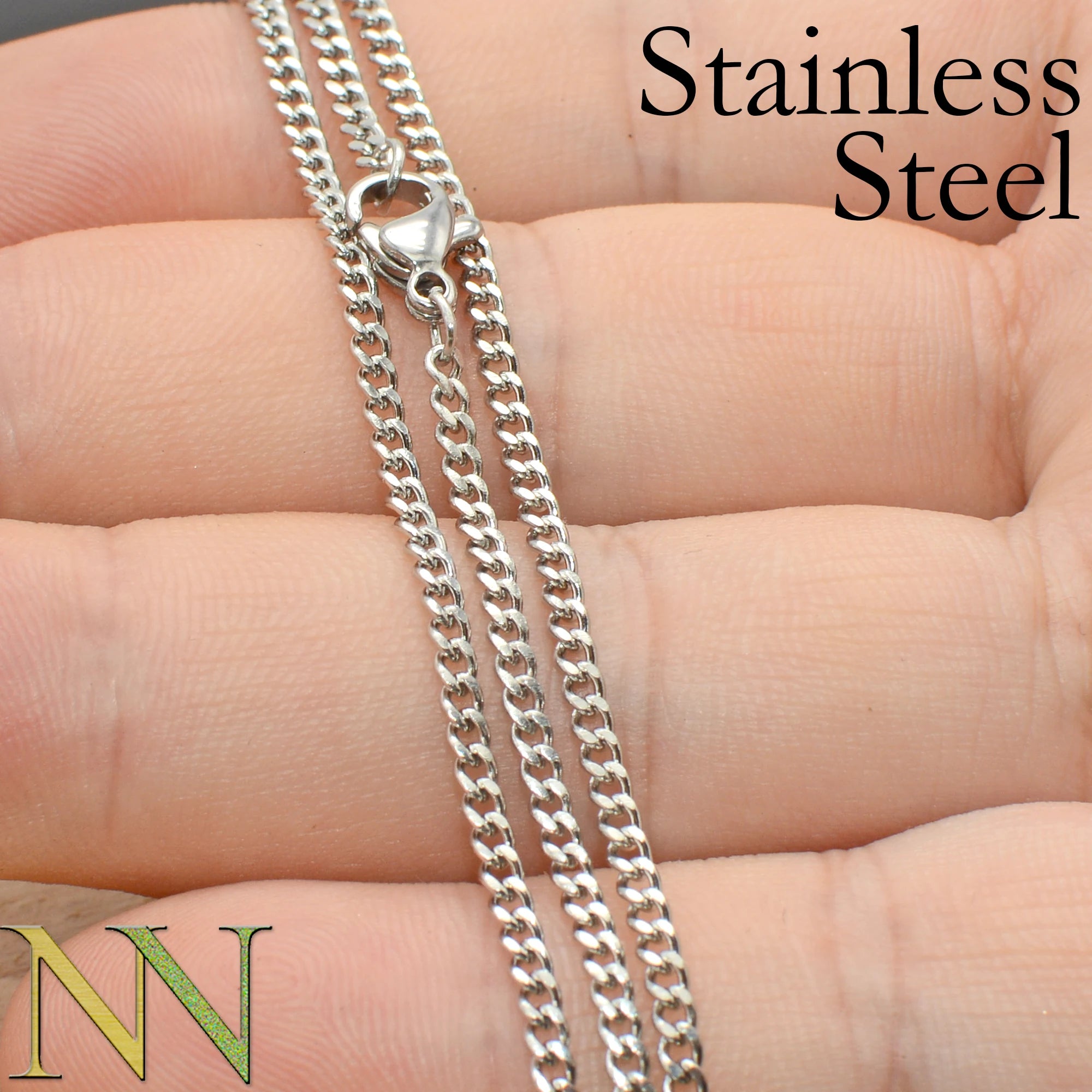 20 Pieces Stainless Steel Curb Chain Necklace Gold Color 1.5mm 2mm Cuban Link Necklace for Women or Men