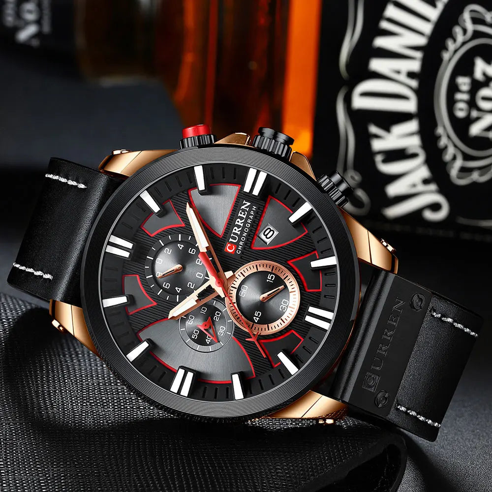 CURREN Brand Chronograph Sports Men's Watch Quartz Clock Leather Men's Luminous Watch Calendar Clock Relogio Masculino