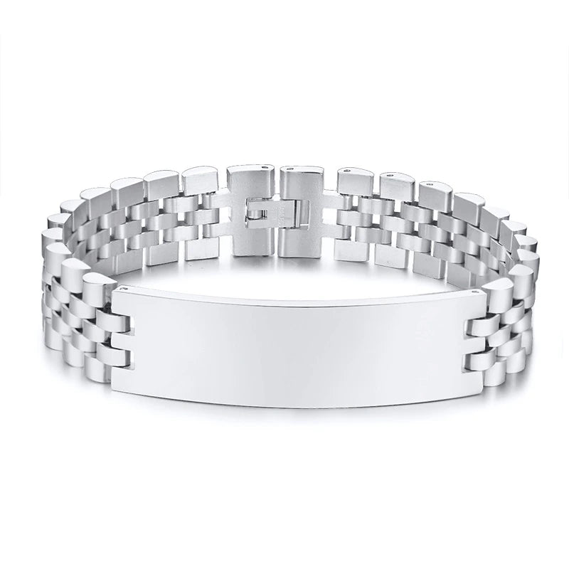 10MM -15.5MM LUXURY METAL ID BRACELET PREMIUM OYSTER STYLE BAND PERSONALIZED ENGRAVING BRACELETS GIFT FOR HIM