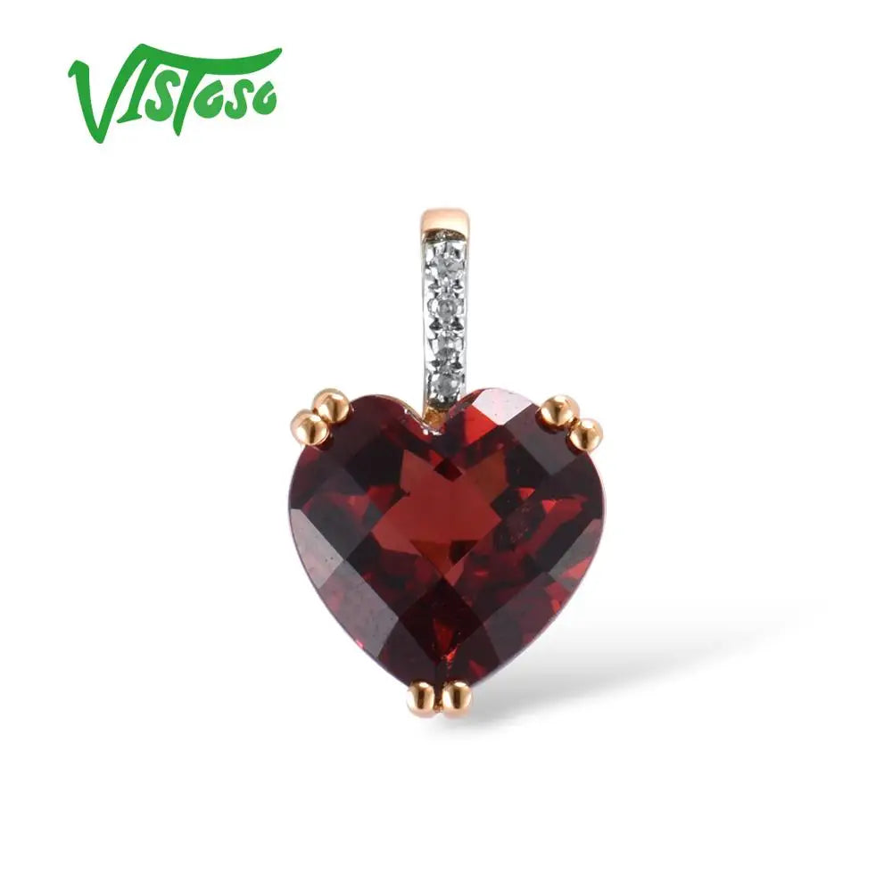 VISTOSO Genuine 14K 585 Rose/White/Yellow Gold Pendant For Women Radiant Sky Blue Topaz/Garnet/Smoky Quartz Diamond Fine Jewelry