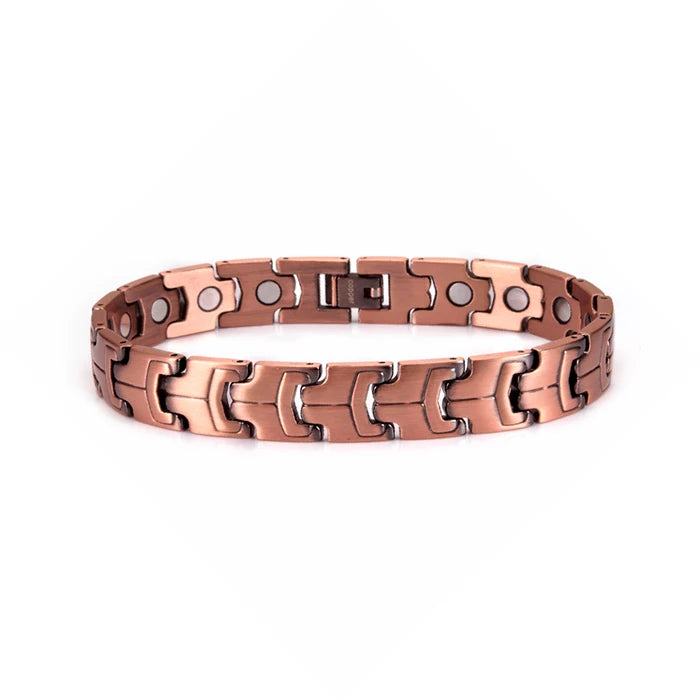 Vinterly Magnetic Pure Copper Bracelet Men 12mm Wide Wristband Metal Magnet Therapy Hand Chain Link Health Energy Male Jewelry