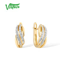 VISTOSO Pure 14K 585 Yellow Gold Earrings For Lady Glamorous Sparkling Diamond Earrings Wedding Engagement Gift Fine Jewelry