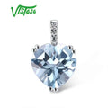 VISTOSO Genuine 14K 585 Rose/White/Yellow Gold Pendant For Women Radiant Sky Blue Topaz/Garnet/Smoky Quartz Diamond Fine Jewelry