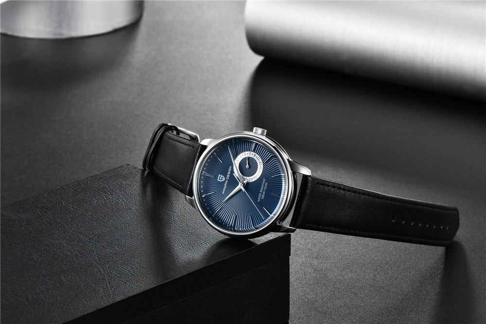 PAGNI DESIGN Mens Quartz Watches Mens Fashion Business Clock Waterproof Leather Sports Watch Men Luxury Brand Gold Wristwatches