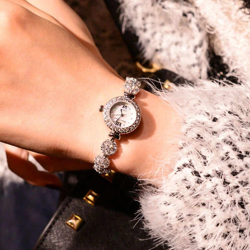 Royal Crown Women's Watch Japan Quartz Hours Fine Fashion Bracelet Jewelry Band Shell Luxury Rhinestones Girl Birthday Gift