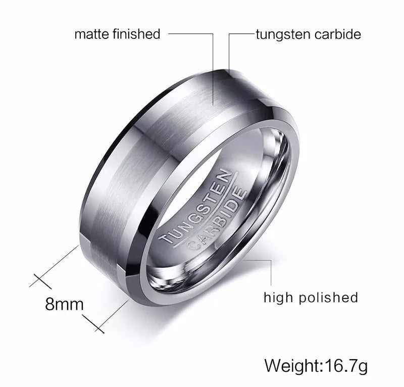8MM Classic Look Tungsten Carbide Matte Men's Ring in Tone Wedding Band Comfort fit Anel Aneis Male Jewelry