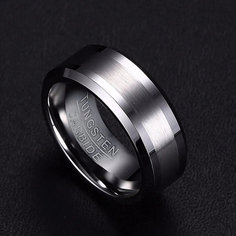 8MM Classic Look Tungsten Carbide Matte Men's Ring in Tone Wedding Band Comfort fit Anel Aneis Male Jewelry