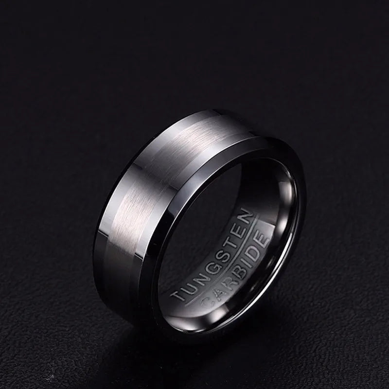 8MM Classic Look Tungsten Carbide Matte Men's Ring in Tone Wedding Band Comfort fit Anel Aneis Male Jewelry