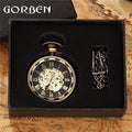 Vintage Watch Necklace Steampunk Skeleton Mechanical Fob Chain Pocket Watches Roman Number Clock Pendant Hand-winding Men Women