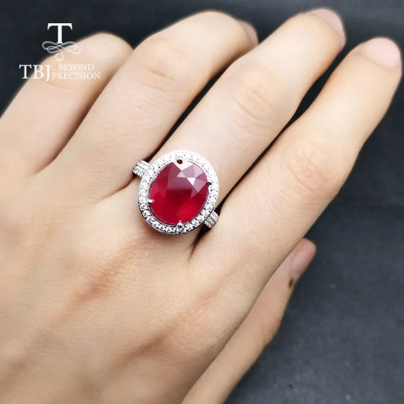 TBJ,elegant Engagement Ring with natural Ruby in 925 sterling silver gemstone jewelr for women  as a wedding valentines gift