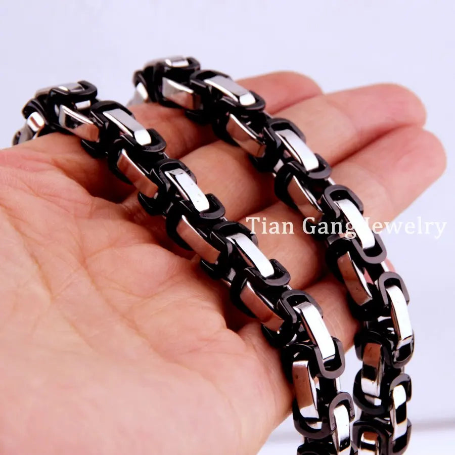 4/5/8mm Silver Tone/Gold Tone/Black/Rose Gold Tone Stainless Steel Byzantine Link Chain Necklace for Men Women