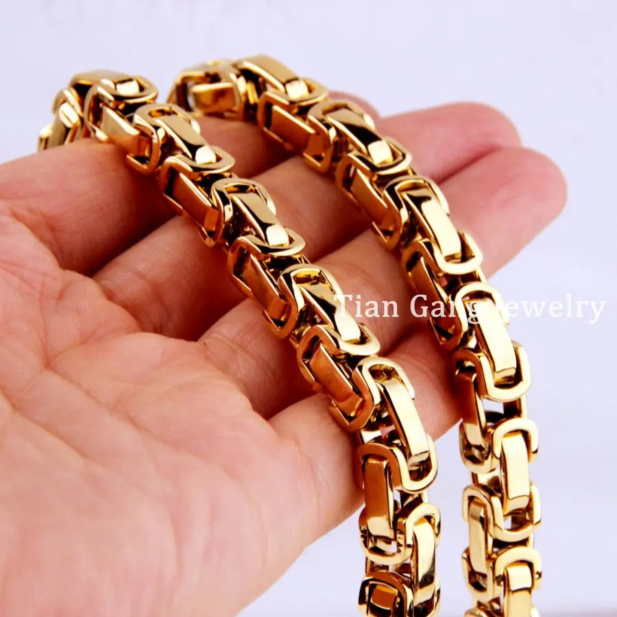 4/5/8mm Silver Tone/Gold Tone/Black/Rose Gold Tone Stainless Steel Byzantine Link Chain Necklace for Men Women