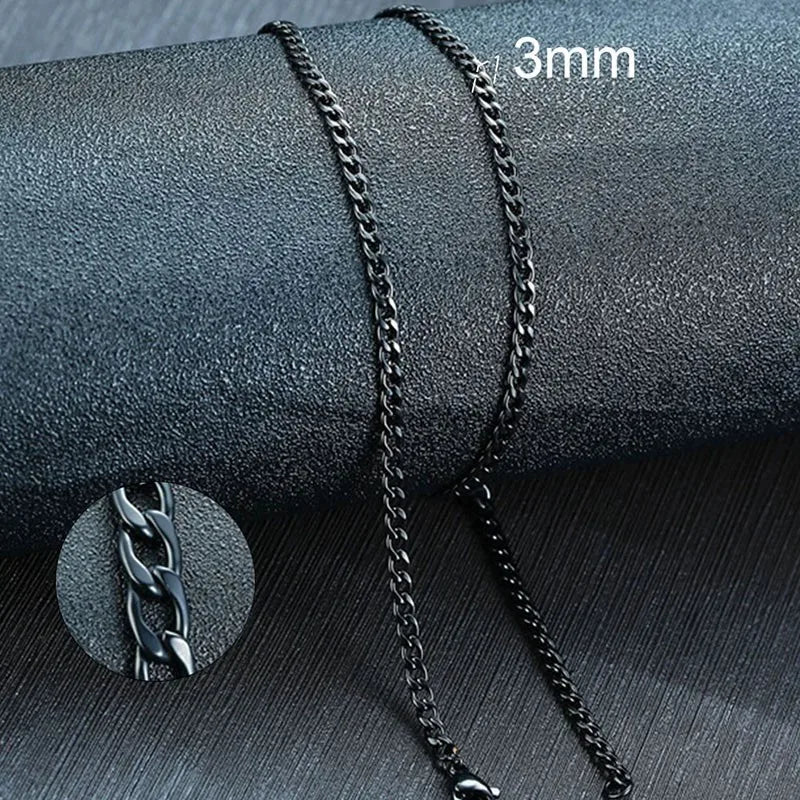 Vnox Men's Cuban Link Chain Necklace Stainless Steel Black Gold Color Male Choker colar Jewelry Gifts for Him