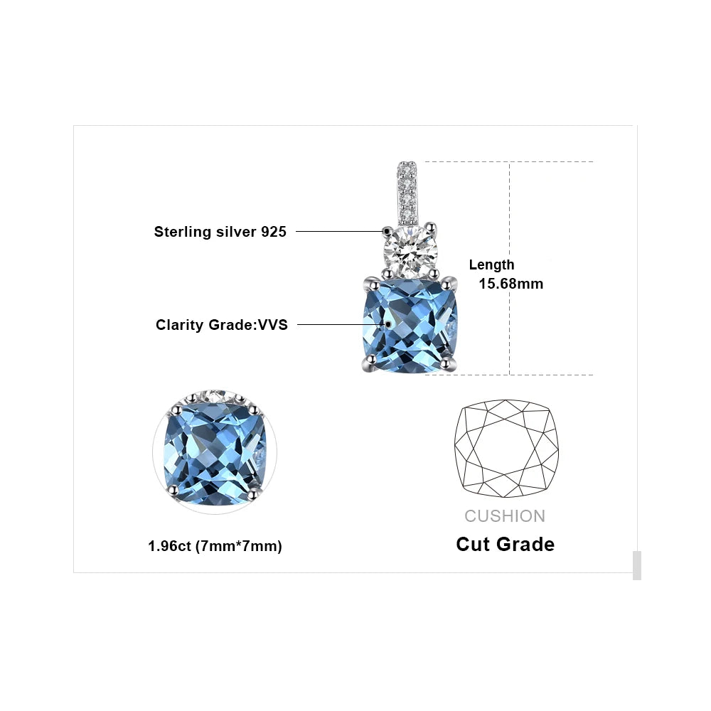 JewelryPalace 1.9ct Natural Sky Blue Topaz 925 Sterling Silver Pendant Necklace for Women No Chain Yellow Gold Rose Gold Plated