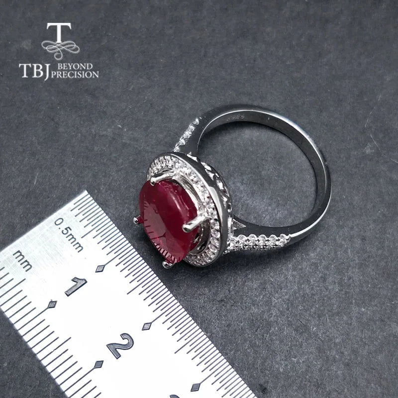 TBJ,elegant Engagement Ring with natural Ruby in 925 sterling silver gemstone jewelr for women  as a wedding valentines gift