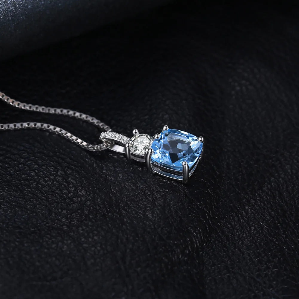 JewelryPalace 1.9ct Natural Sky Blue Topaz 925 Sterling Silver Pendant Necklace for Women No Chain Yellow Gold Rose Gold Plated