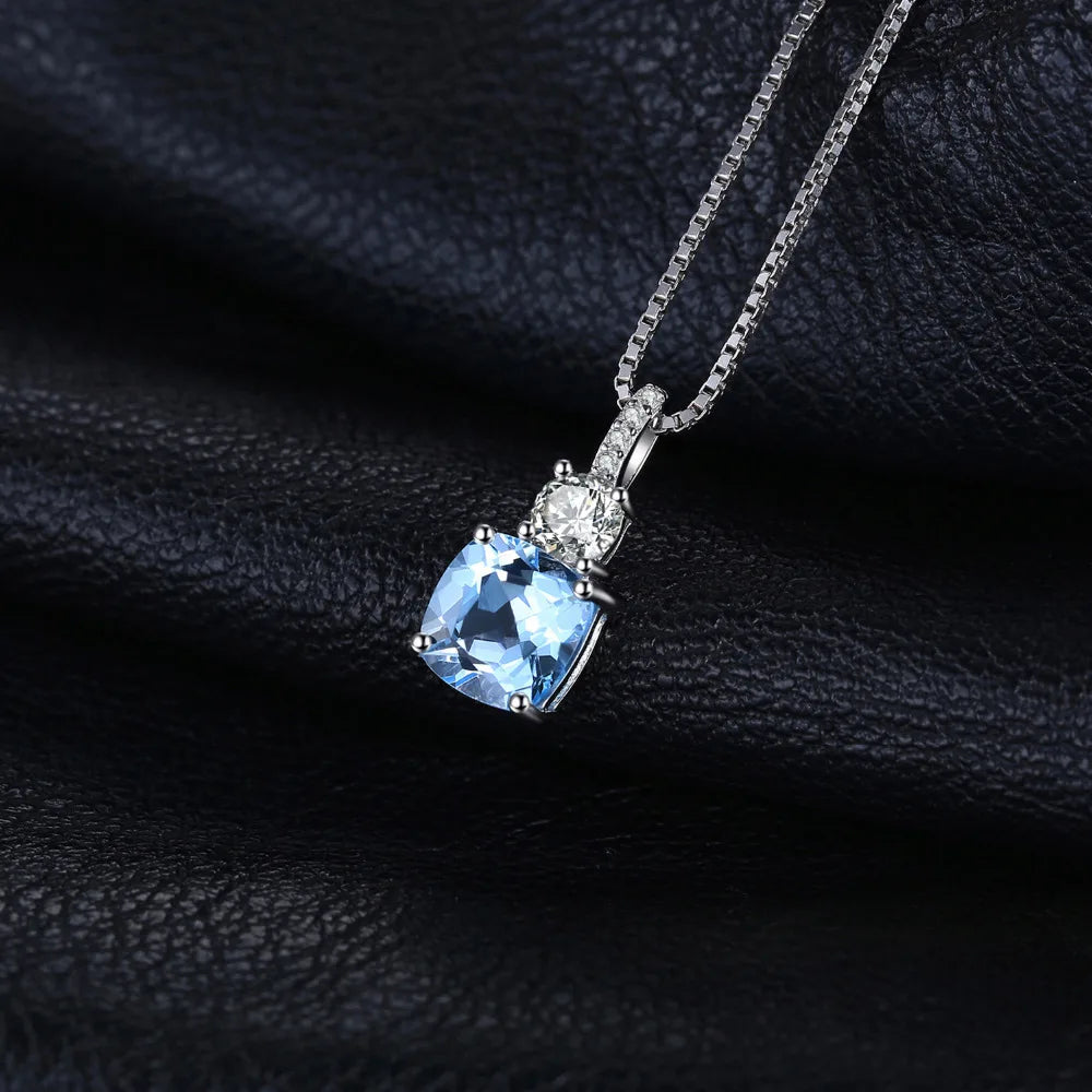JewelryPalace 1.9ct Natural Sky Blue Topaz 925 Sterling Silver Pendant Necklace for Women No Chain Yellow Gold Rose Gold Plated