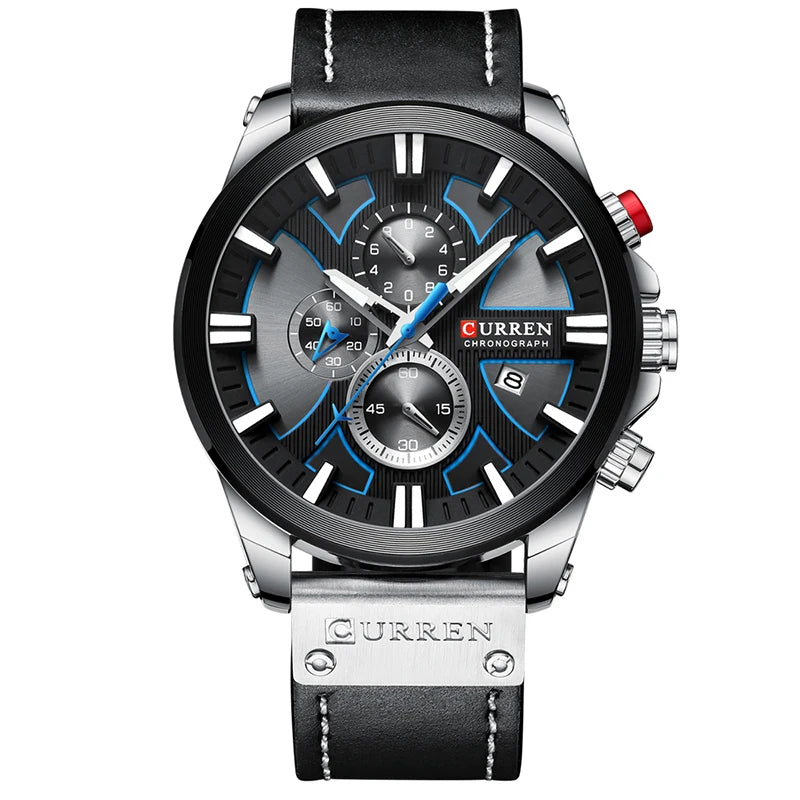CURREN Brand Chronograph Sports Men's Watch Quartz Clock Leather Men's Luminous Watch Calendar Clock Relogio Masculino