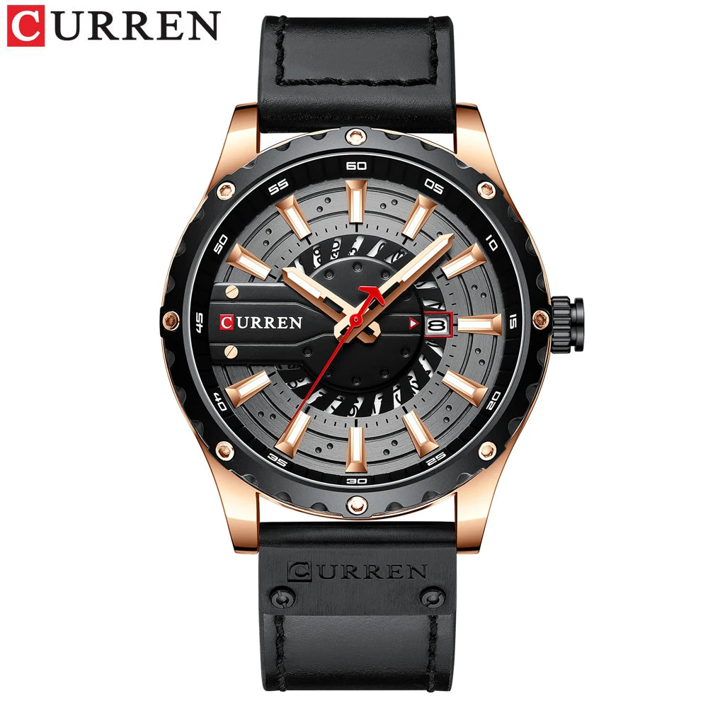 CURREN Mens Watches Top Brand Luxury Casual Quartz Leather Wristwatches Business Male Clock with Date and Luminous hands