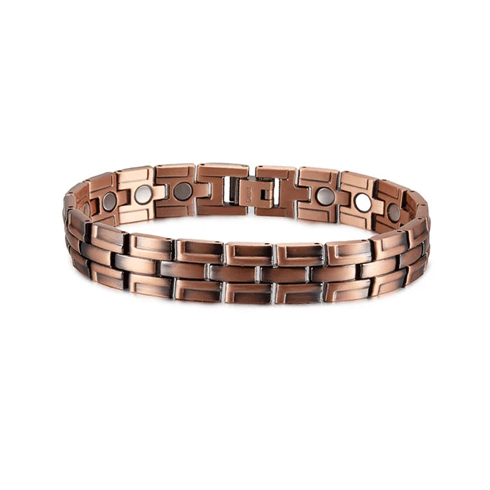 Vinterly Magnetic Pure Copper Bracelet Men 12mm Wide Wristband Metal Magnet Therapy Hand Chain Link Health Energy Male Jewelry