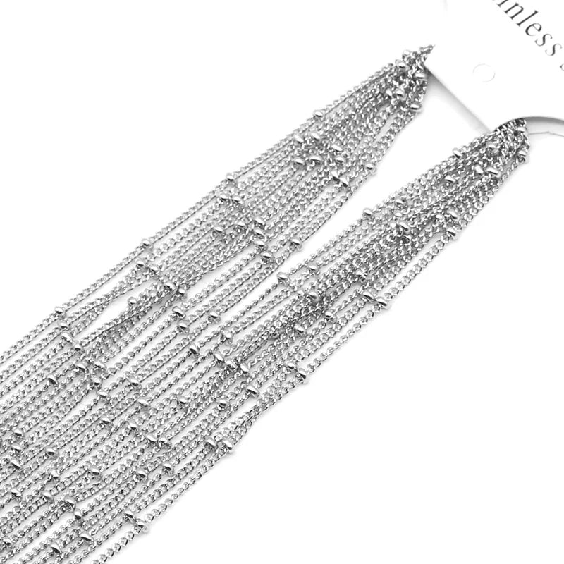 Aiovlo 10pcs/lot Width 1.5mm Stainless Steel Bead Chain Necklace Chains for DIY Jewelry Findings Making Materials Accessories