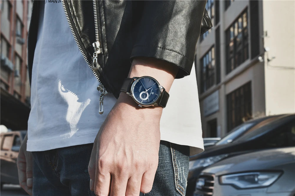 PAGNI DESIGN Mens Quartz Watches Mens Fashion Business Clock Waterproof Leather Sports Watch Men Luxury Brand Gold Wristwatches