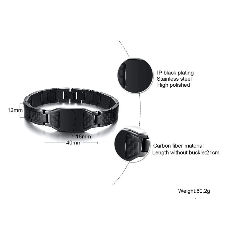 Vnox Personalize Mens Stylish Scorpion Cross Shield Images Chain Bracelets with Unique Carbon Fiber Custom Jewelry Gifts for Him