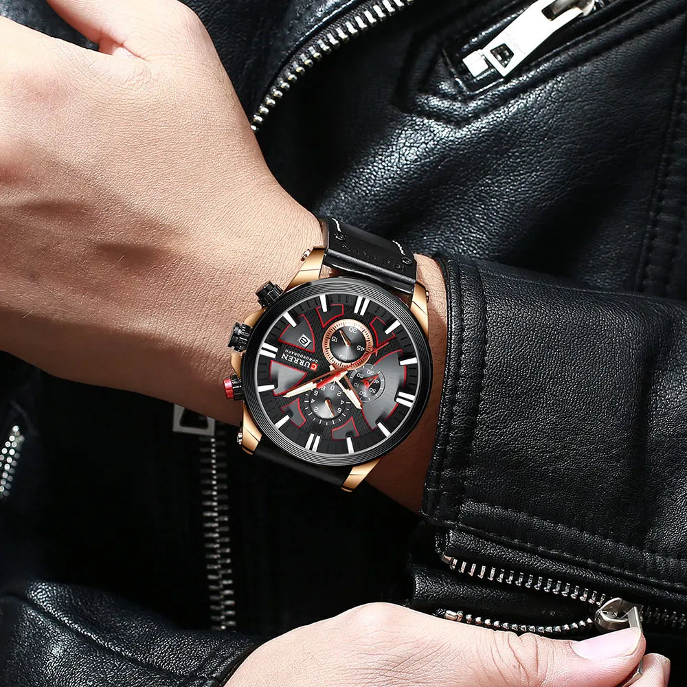CURREN Brand Chronograph Sports Men's Watch Quartz Clock Leather Men's Luminous Watch Calendar Clock Relogio Masculino