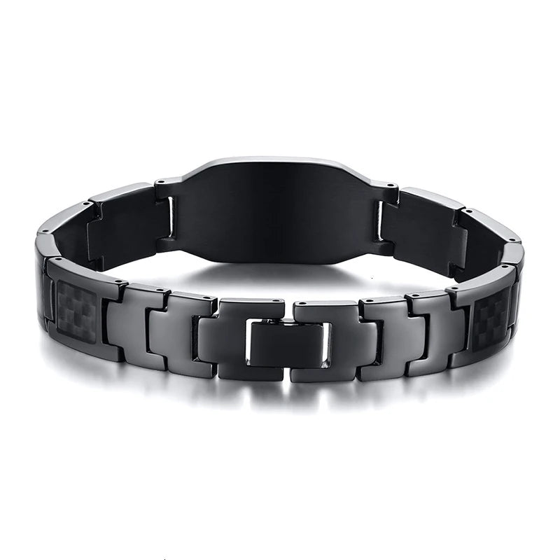 Vnox Personalize Mens Stylish Scorpion Cross Shield Images Chain Bracelets with Unique Carbon Fiber Custom Jewelry Gifts for Him