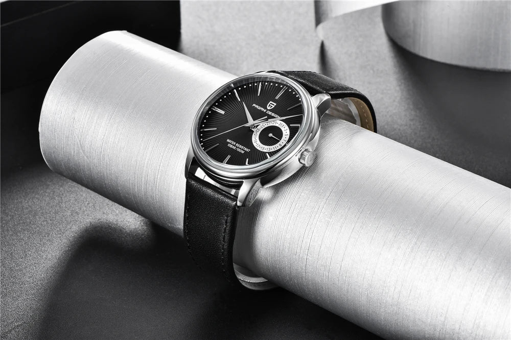 PAGNI DESIGN Mens Quartz Watches Mens Fashion Business Clock Waterproof Leather Sports Watch Men Luxury Brand Gold Wristwatches