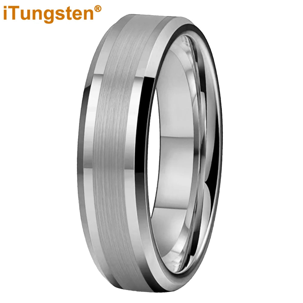 iTungsten 6mm 8mm Engagement Wedding Band Gold Plated Tungsten Finger Ring for Men Women Couple Fashion Jewelry Comfort Fit
