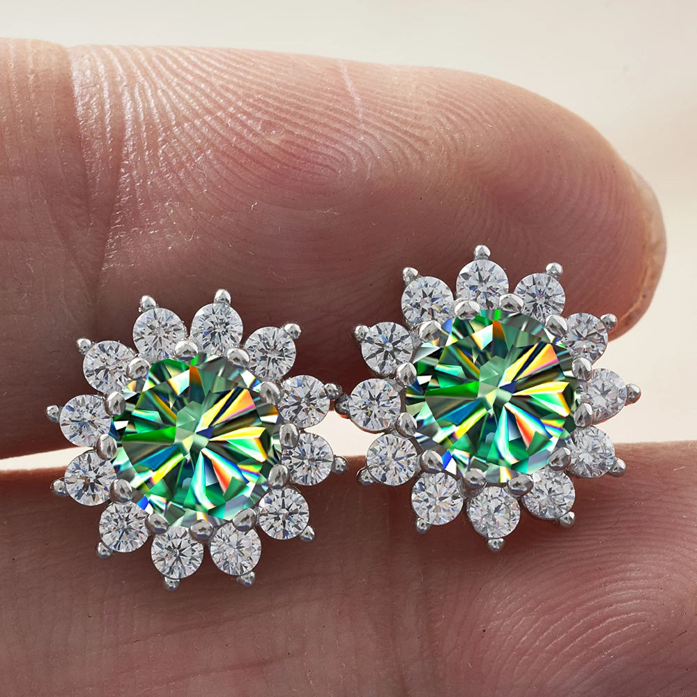 1.0 Ctx2 Pcs D Color VVS Women Moissantie Stub Earring 925 Sterling Silver Female Jewelry Women's Wedding Party Dating Gift