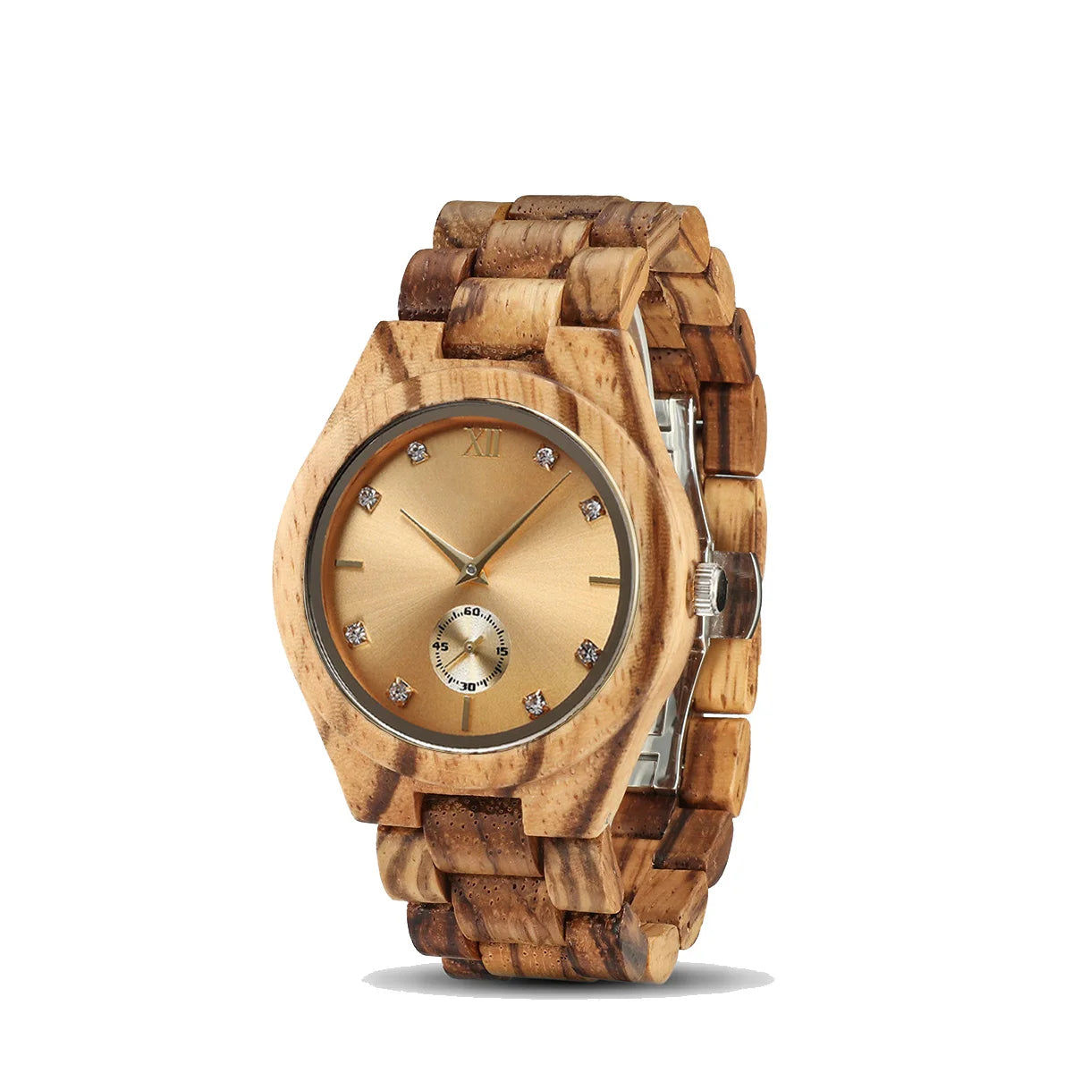 Diamond Women Watches Natural Wood Gold Dial Watch Ladies Wrist Watches Luxury Brand Rhinestone Womens Wooden Bracelet Watches