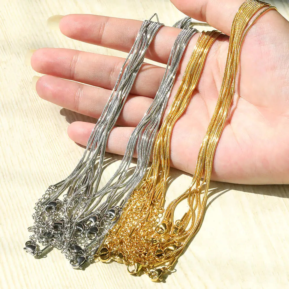 10pcs/Lot 45cm Stainless Steel 304 Link Necklace For Women Jewelry Making Accessories Diy Handmade Supplies Golden Silvery Chain