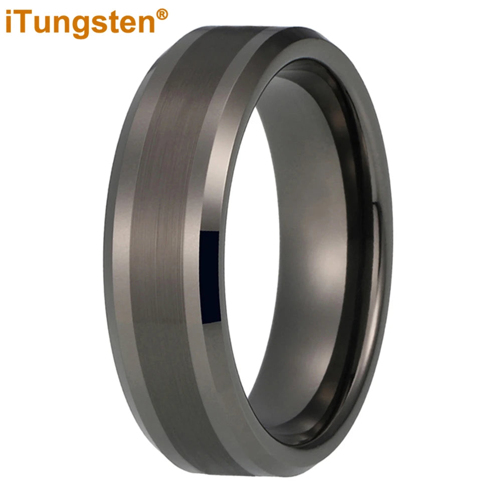 iTungsten 6mm 8mm Engagement Wedding Band Gold Plated Tungsten Finger Ring for Men Women Couple Fashion Jewelry Comfort Fit