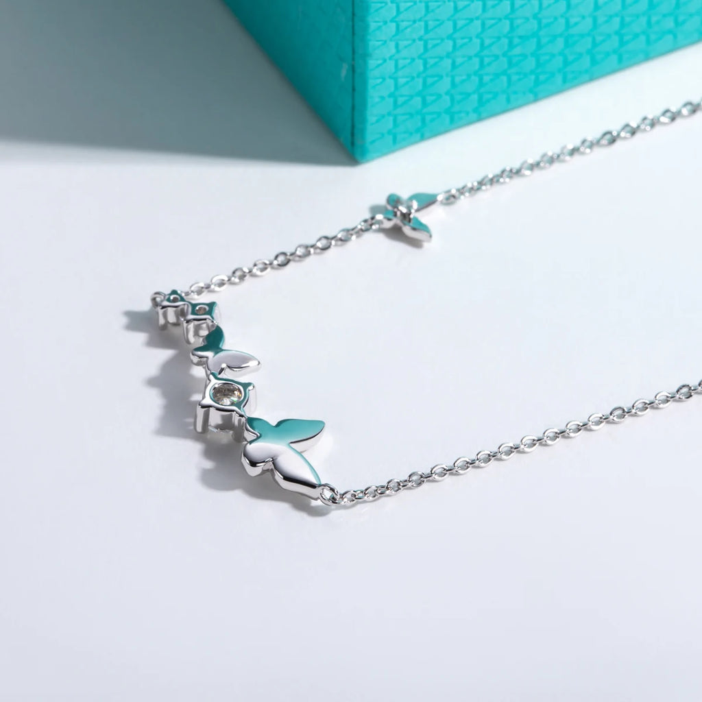 AnuJewel 0.5cttw D Color Moissanite Butterfly Pendant 40+5cm Necklace 925 Sterling Silver Clavicle Chain Gifts for Women Jewelry