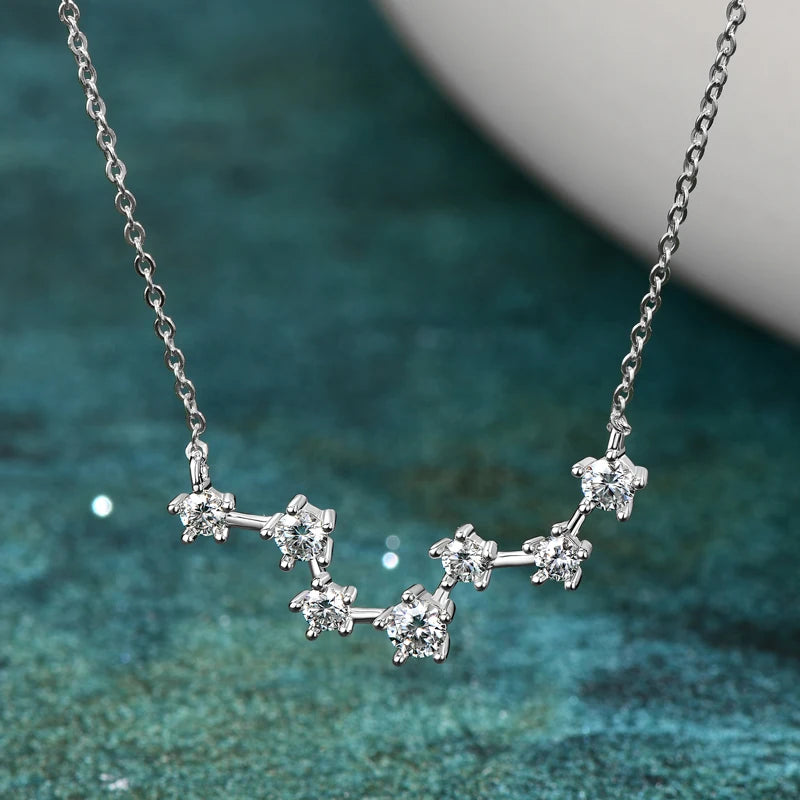 RAPRGOLD D Color VVS1 Certified Moissanite Big Dipper Pendant Necklaces S925 Sterling Silver Women's Jewelry Chains for Wedding
