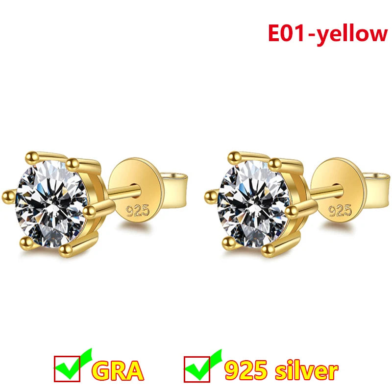 Premium 0.5ct-2ct Moissanite Earring For Women Classic Original 925 Sterling Silver Jewelry Moissanite Diamond Stud Earring