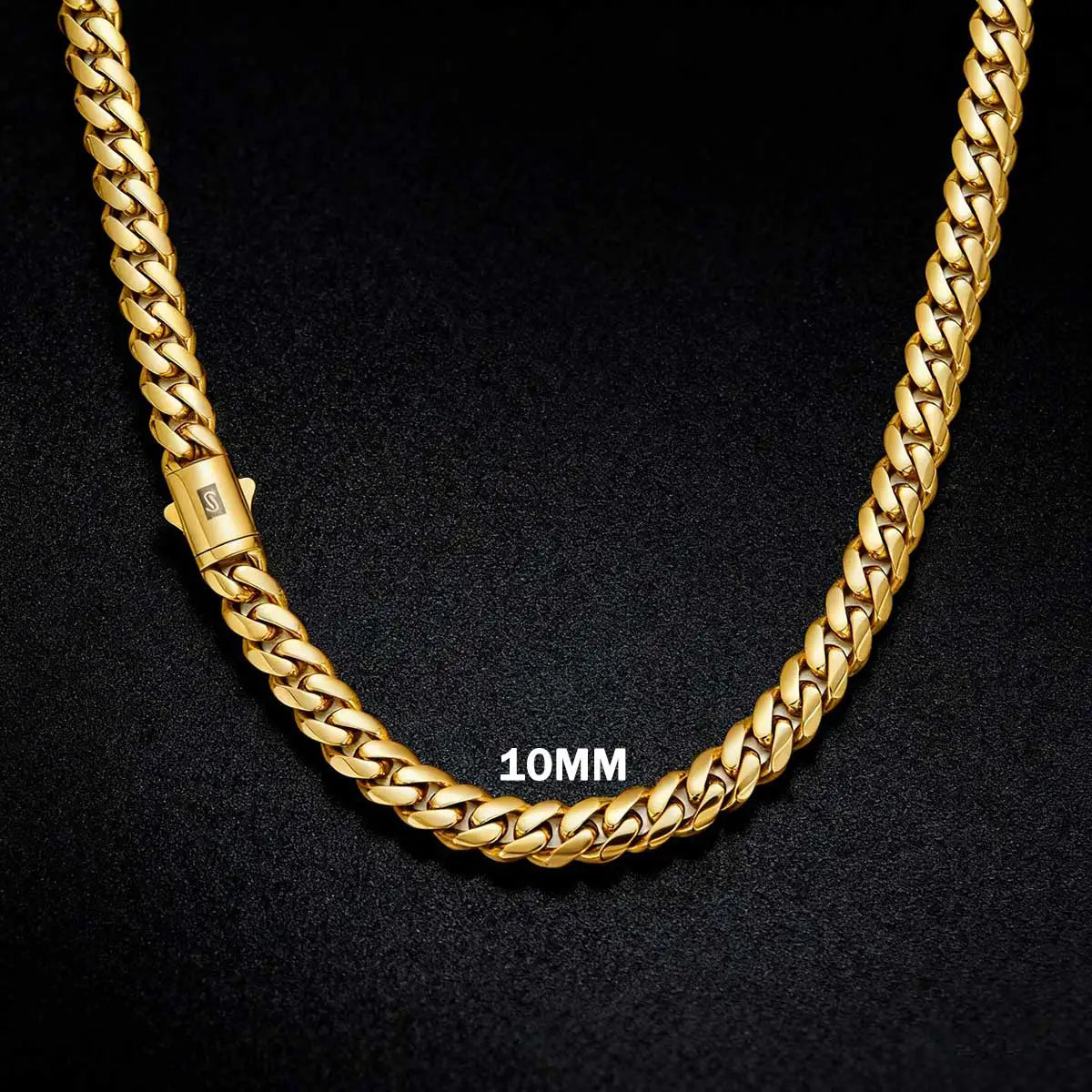 Hip hop Cuban Link Necklace Stainless Steel 8-14mm Cuban Encrypted Chain Smooth Lightning Men Banquet Jewelry
