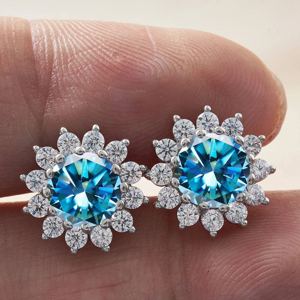 1.0 Ctx2 Pcs D Color VVS Women Moissantie Stub Earring 925 Sterling Silver Female Jewelry Women's Wedding Party Dating Gift